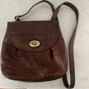 VTG Fossil Carson 1954 Distressed Leather Crossbody Messenger Bag Y2K